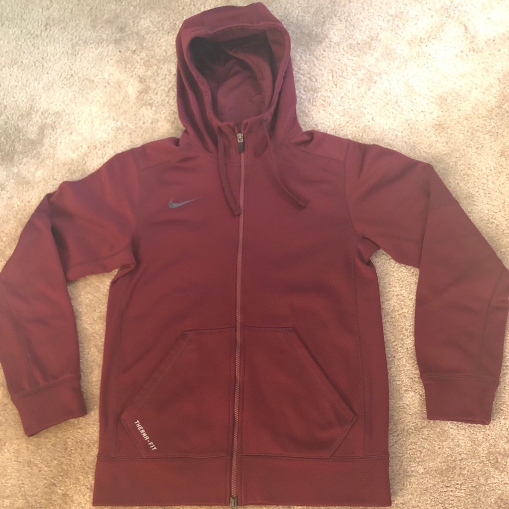 Men’s Nike Red Burgundy Therma-Fit Full Zip Hoodie